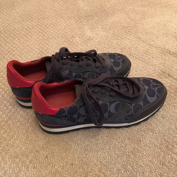 NWOT Coach Women's Blue and Red Logo Sneakers Sz 9.5